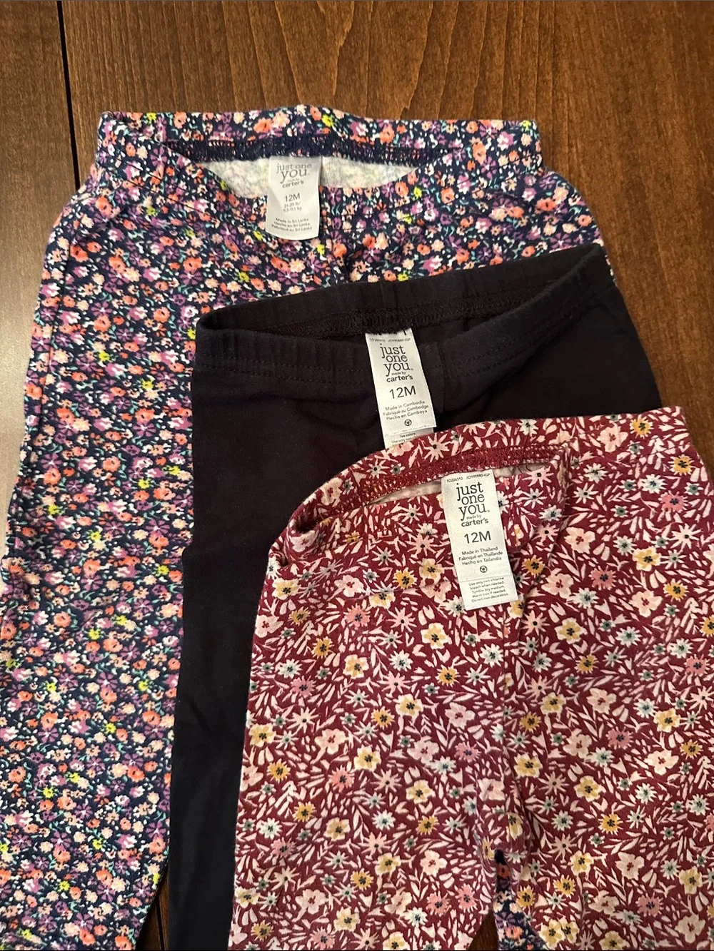 Carter’s Baby Girls' Mixed Color Legging Set - Black, Denim, Gray & Floral